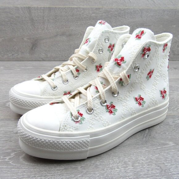 Converse Chuck Taylor Lift Platform Rose Cross Stitch Womens Size 8 NEW - Picture 4 of 15